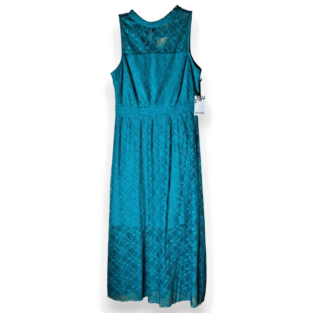 Kensie Women's‎ Green Lace Midi Dress Size 6 Fit & Flare Bow Back Party Cocktail
